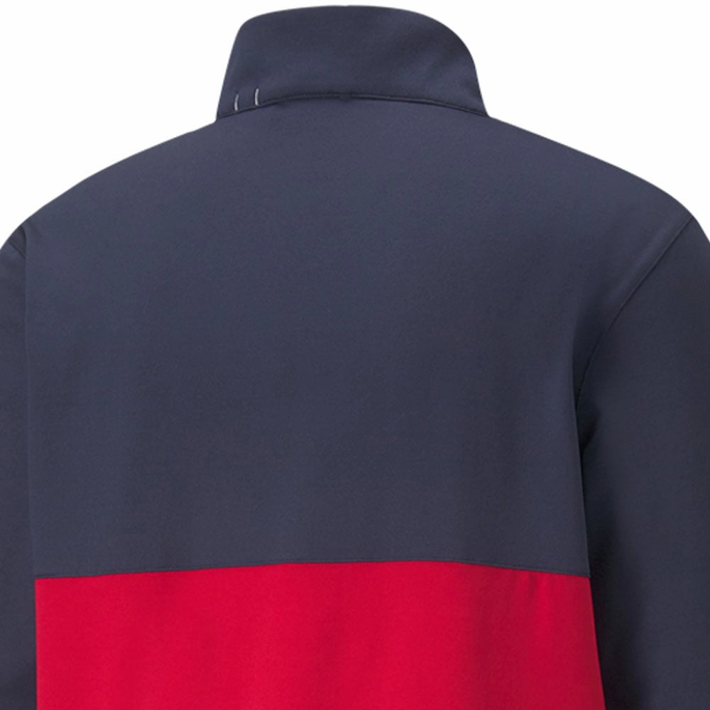 Layer Sporty Anti-pilling Puma Gamer Colour Block 1/4 Zip Pullover - Navy Blazer/Ski Patrol