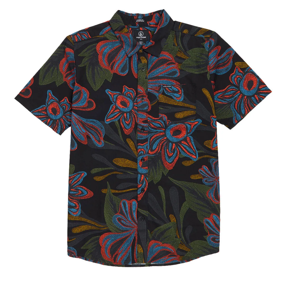 Volcom Rendezvous Floral Shirt - Black Print Hiking Gear Effortless Comfort