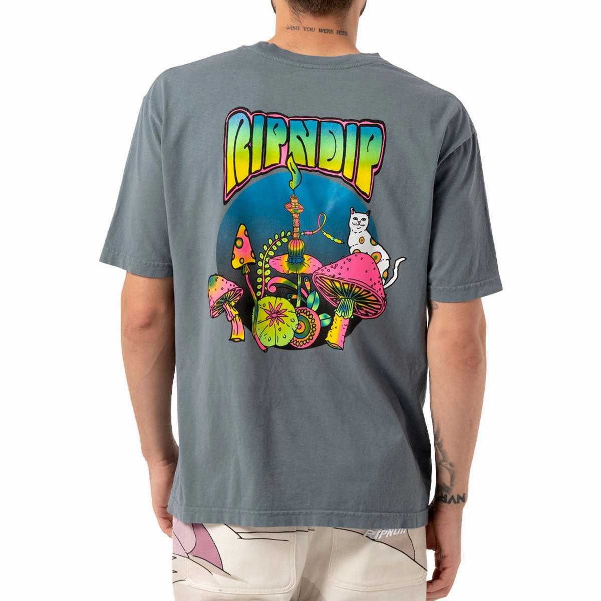 RIPNDIP Psychedelic T-Shirt - Light Charcoal Smooth Finish UV protected