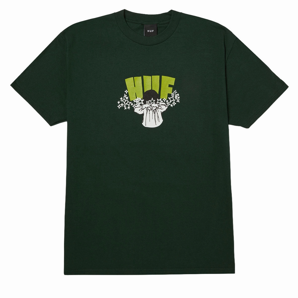 HUF Dazed T-Shirt - Forest Green Tear Resistant Knit Garment Washed Texture