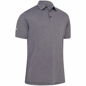 Soft Cotton Feel Active Layering Callaway Heathered Jacquard Polo Shirt - Black Heather