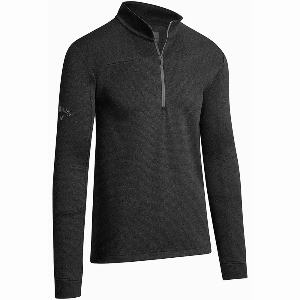Daily Minimal Callaway Pieced Waffle 1/4 Zip Fleece - Caviar