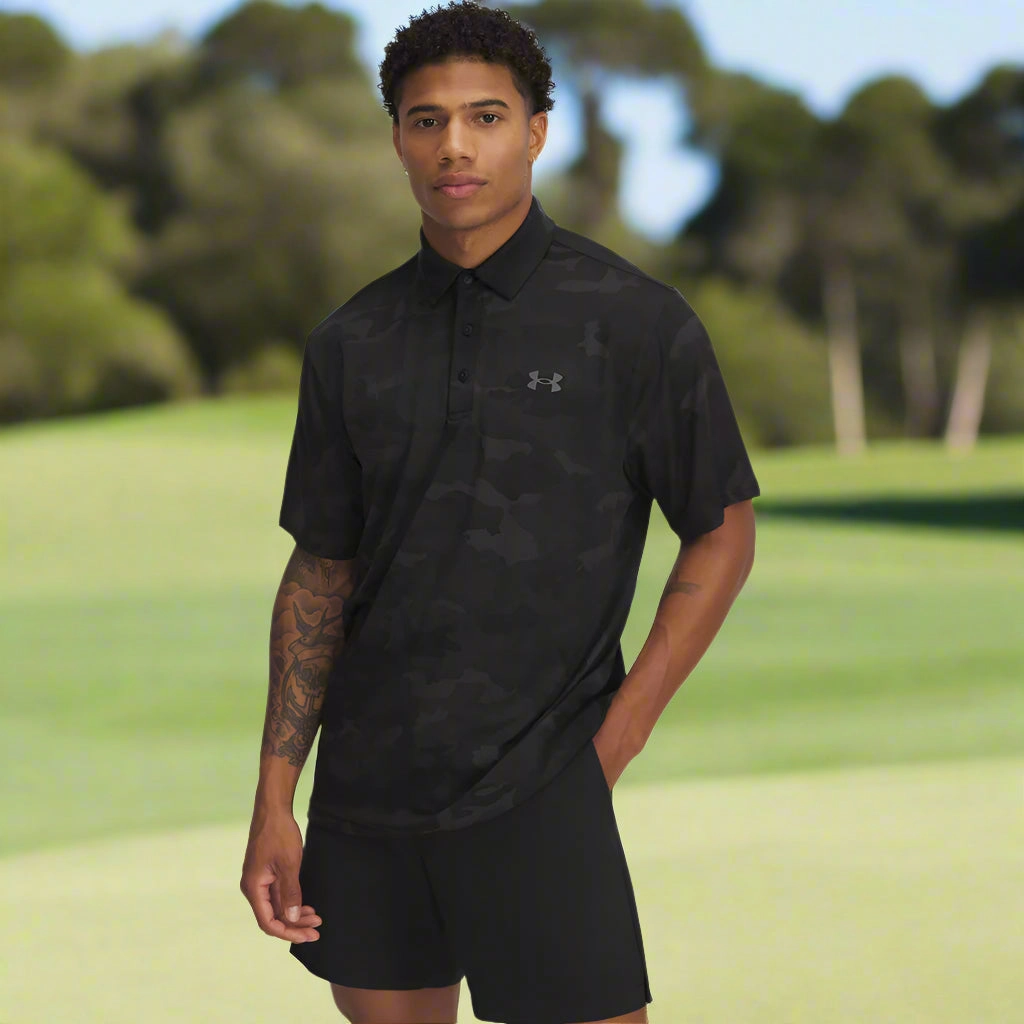 Sublimation Printed Collar Under Armour Playoff 3.0 Printed Polo Shirt - Black/Castlerock