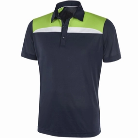 Galvin Green Mapping Ventil8  Polo Shirt - Navy/Lime/White Multi Panel Design