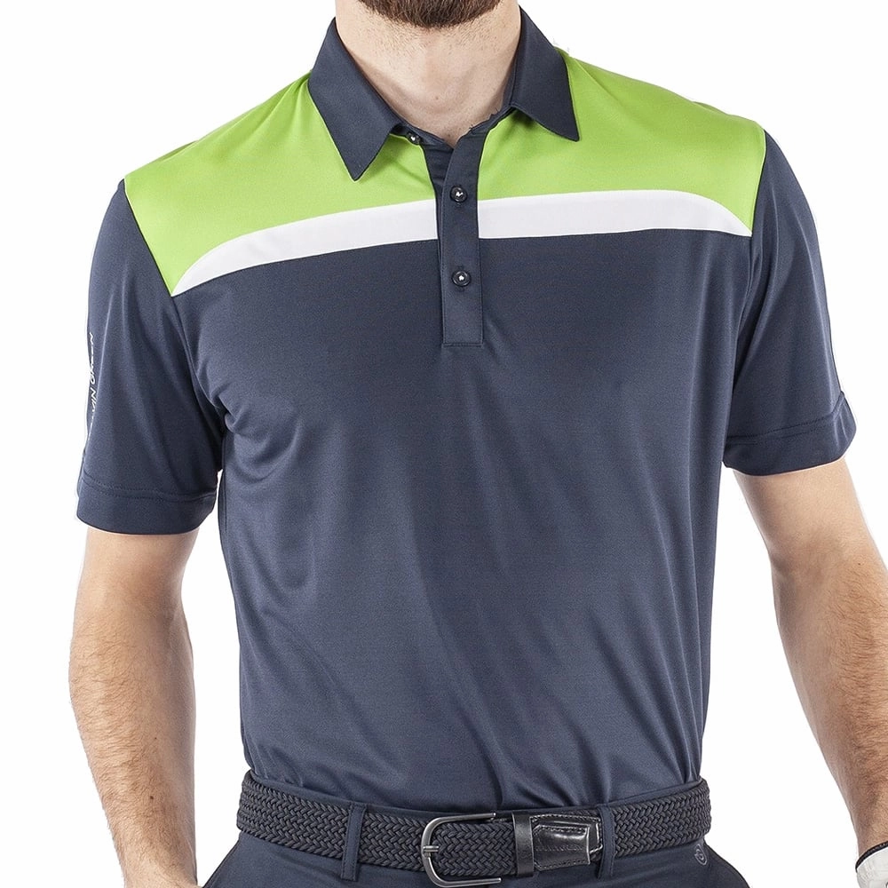 Galvin Green Mapping Ventil8  Polo Shirt - Navy/Lime/White Cool Design Pocket Design