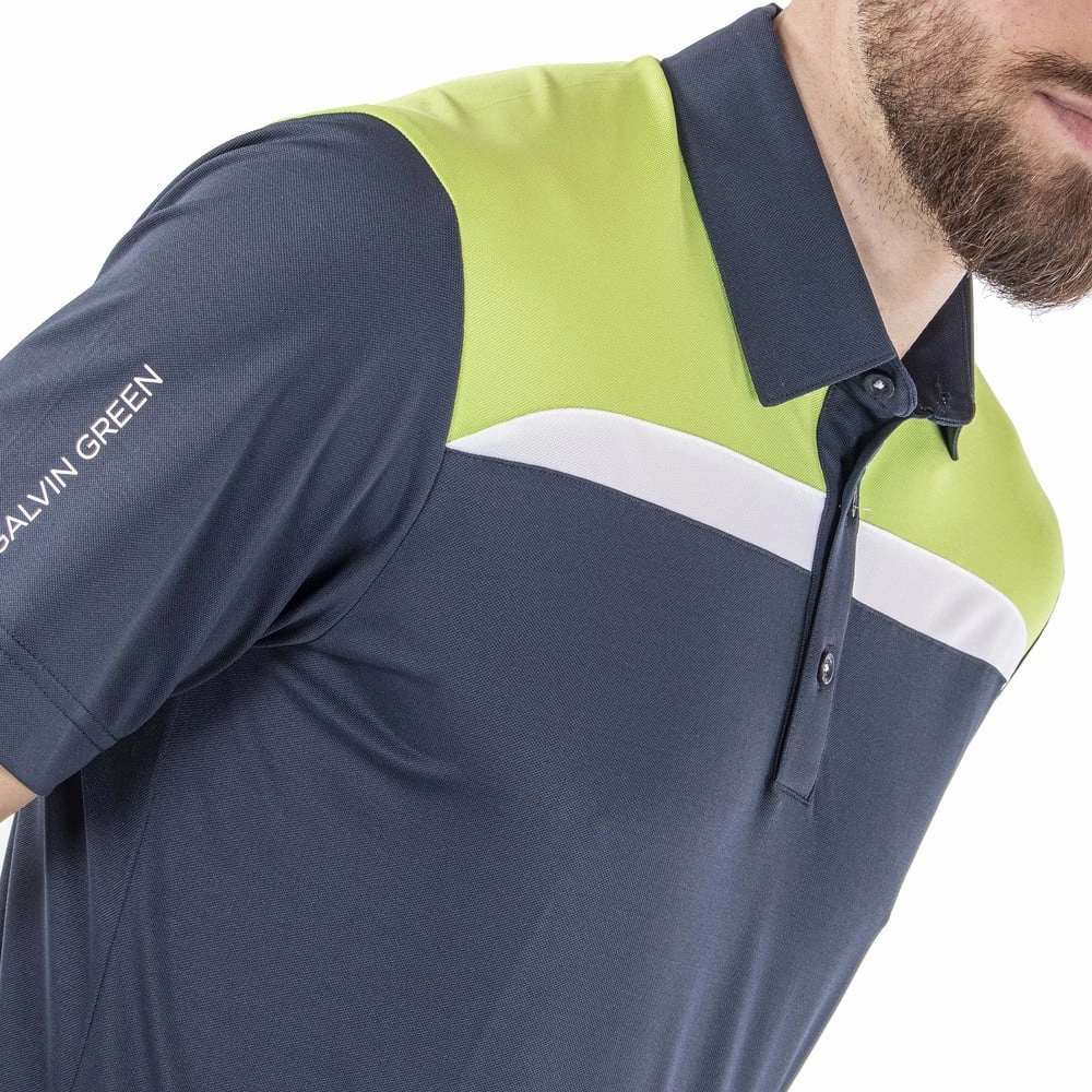 Galvin Green Mapping Ventil8  Polo Shirt - Navy/Lime/White Cool Fit