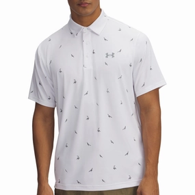 sporty wear Anti microbial coating Under Armour Playoff 3.0 Printed Polo Shirt - White/Steel/Quails