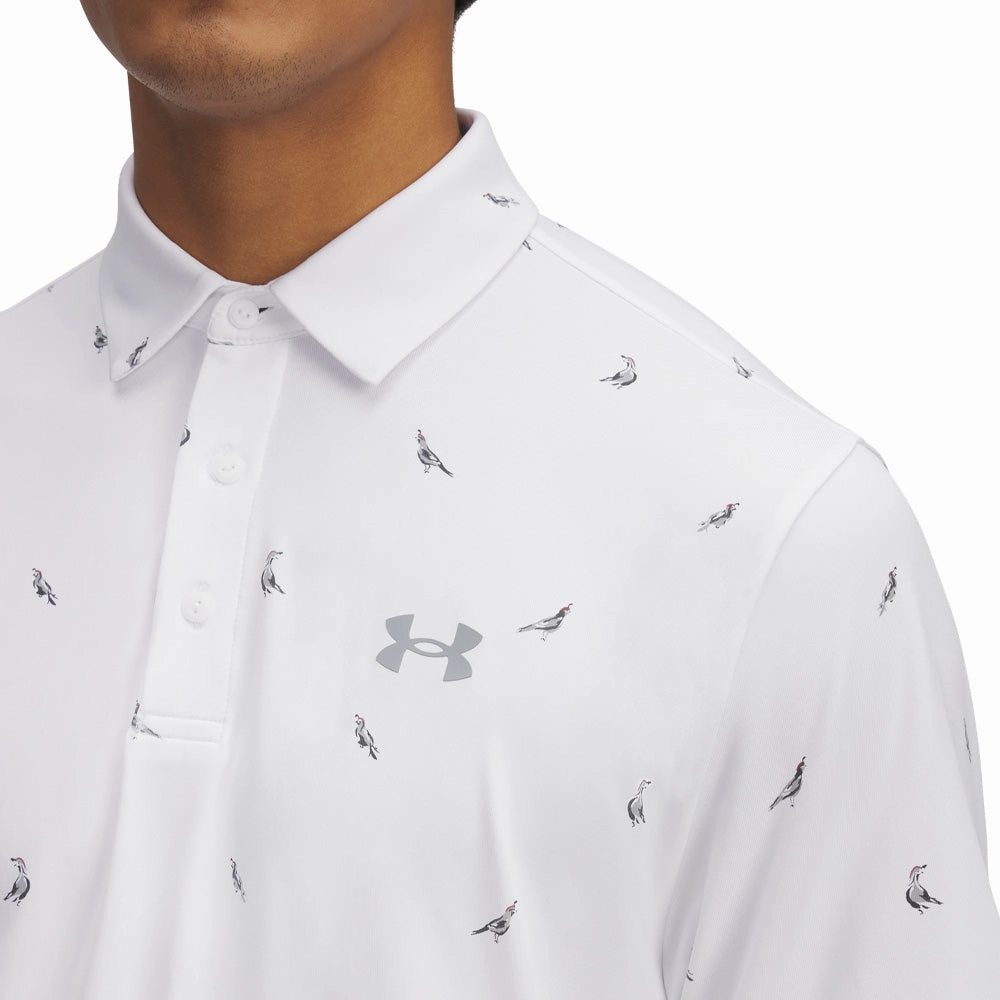 Simple and Light Under Armour Playoff 3.0 Printed Polo Shirt - White/Steel/Quails