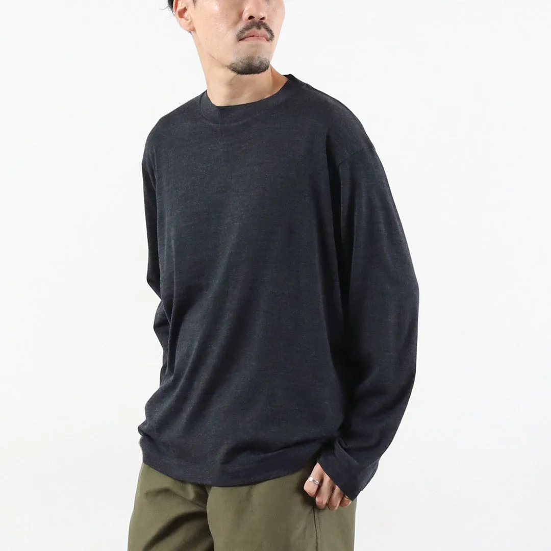 V neck elegance FILMELANGE / Woods New Zealand merino wool jersey long sleeve T-shirt