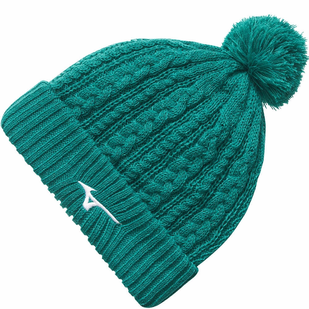 Mizuno Knit Bobble Hat - Dark Green Cozy Ready