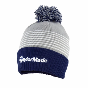 Subtle Texture TaylorMade Bobble Beanie - Grey/Navy/White