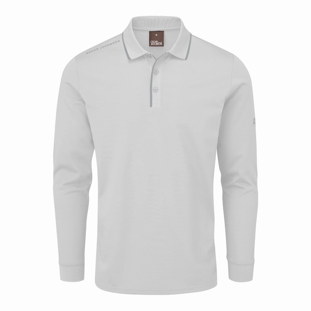 Oscar Jacobson Sheldon Long Sleeve Polo Shirt - White Basic Piece