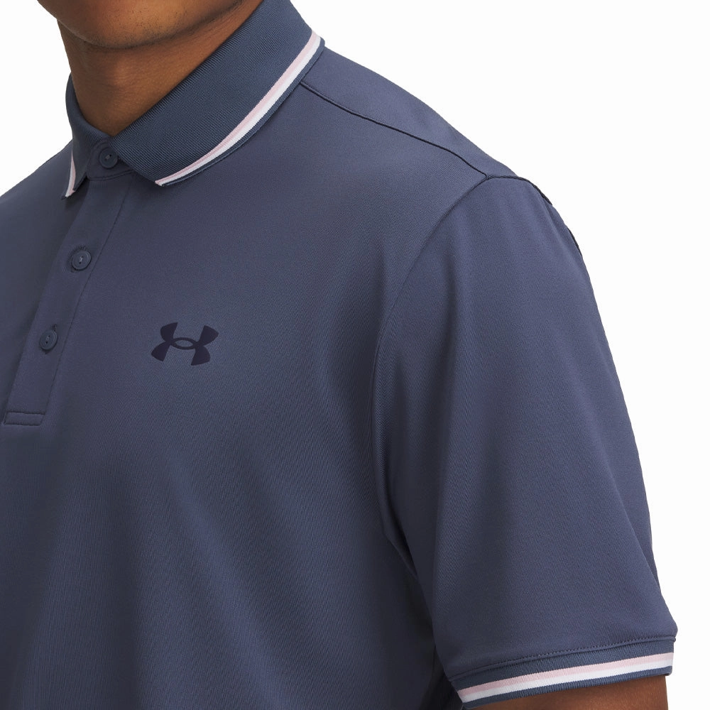 Odor Control Finish Under Armour Playoff 3.0 Rib Polo Shirt - Downpour Grey/Prime Pink/Midnight Navy