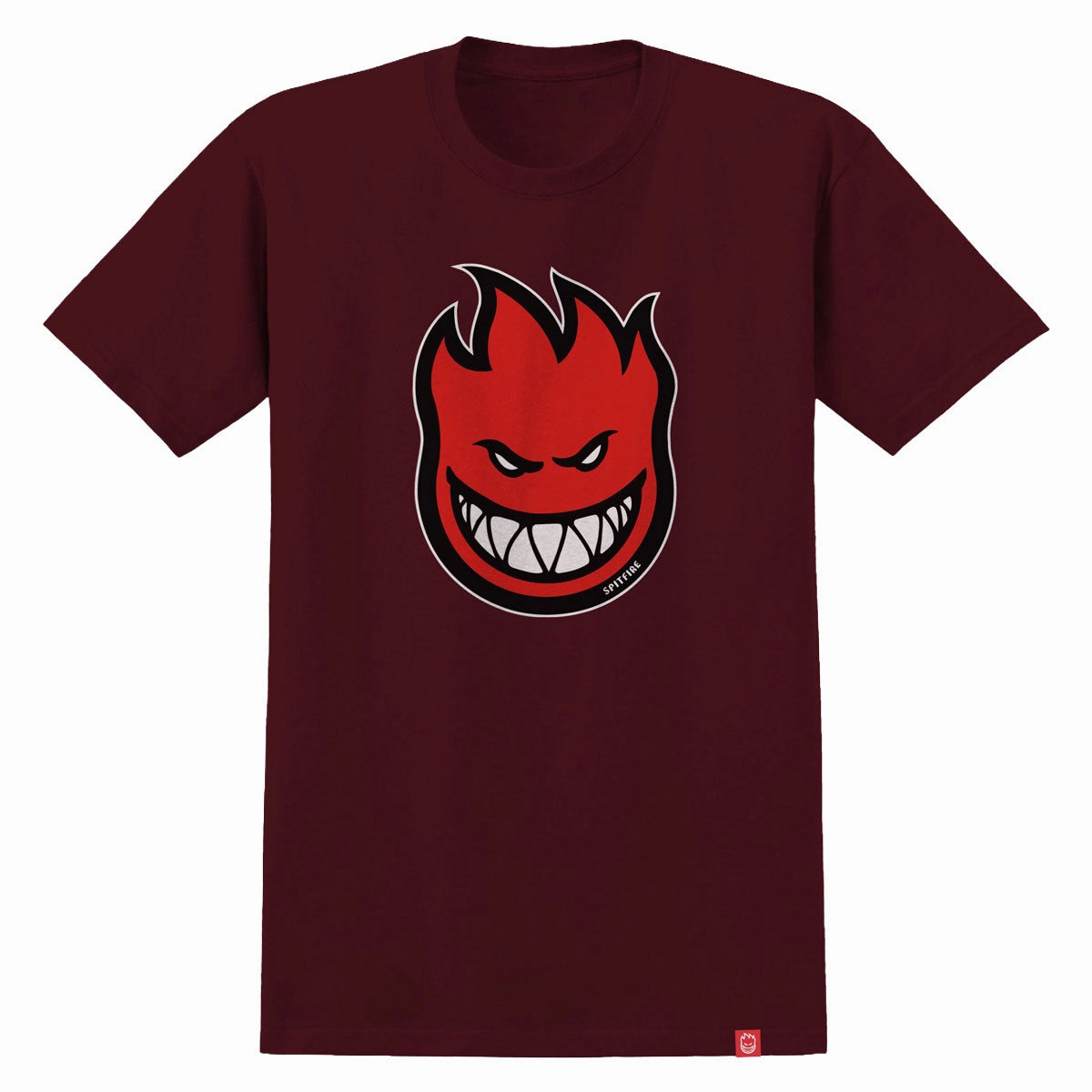 Natural Fiber Blend loose but not baggy Spitfire Bighead Fill T-Shirt - Maroon/Red/Black/White