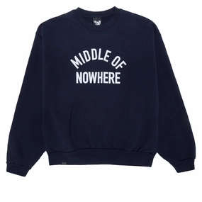 Anti Pill Technology Practical The Quiet Life Middle Of Nowhere Applique Sweatshirt - Navy