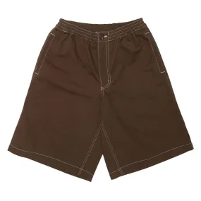 Metalwood Contrast Stitch Elastic Waist Shorts - Dark Chocolate Heat Ready agriculture industry