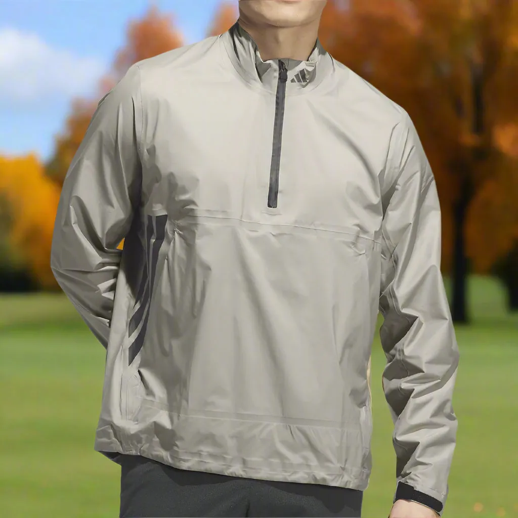 adidas Ultimate365 Tour CLIMAPROOF  Half-Zip Waterproof Jacket - Silver Pebble Durable Chill Piece Soft Texture