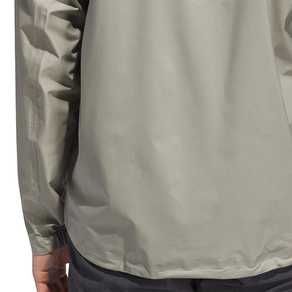 adidas Ultimate365 Tour CLIMAPROOF  Half-Zip Waterproof Jacket - Silver Pebble Moisture Wicking Material Packable Style