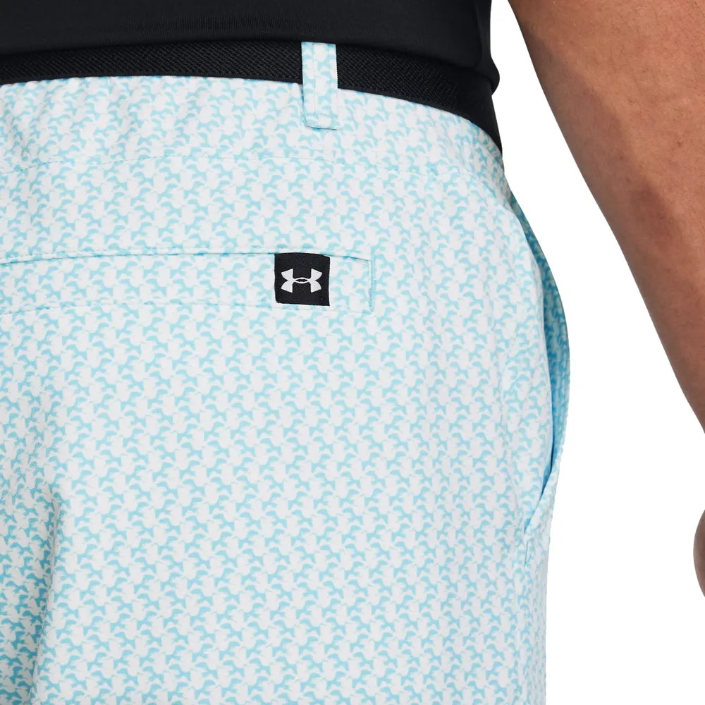 Active Fit Under Armour Drive Printed Taper Shorts - White/Sky Blue/Halo Gray