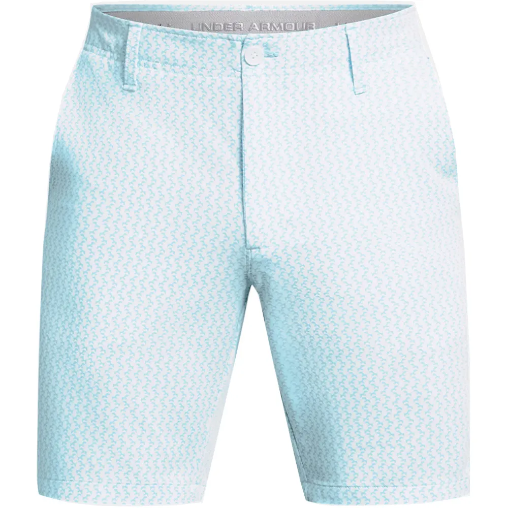 Classic Style NonSlipGrip Under Armour Drive Printed Taper Shorts - White/Sky Blue/Halo Gray