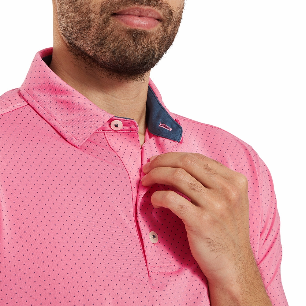 Relaxed Everyday Wear FootJoy Stretch Lisle Dot Print Polo Shirt - Pink Lemonade
