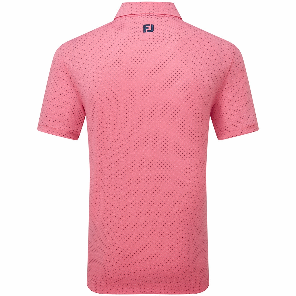 FootJoy Stretch Lisle Dot Print Polo Shirt - Pink Lemonade Short sleeved breeziness High-End Quality