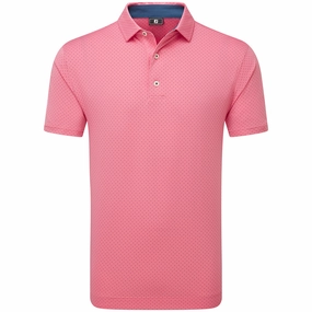 FootJoy Stretch Lisle Dot Print Polo Shirt - Pink Lemonade Cycling endurance