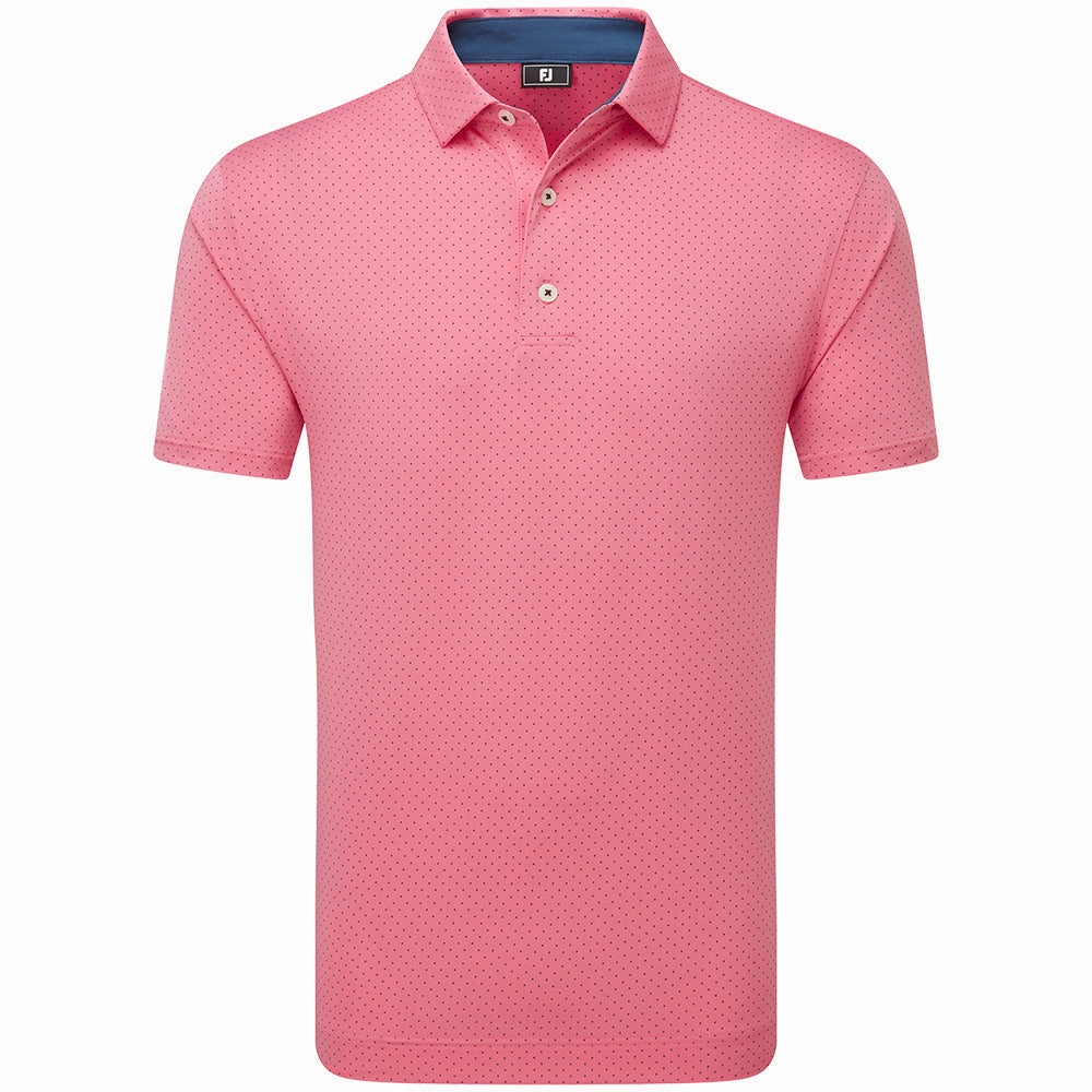 FootJoy Stretch Lisle Dot Print Polo Shirt - Pink Lemonade Cycling endurance