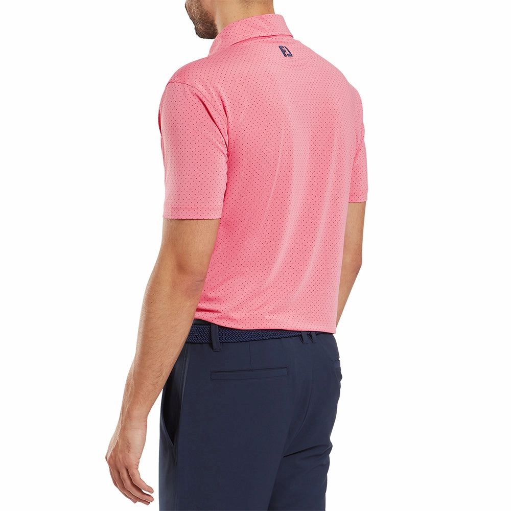 Chilly Layer FootJoy Stretch Lisle Dot Print Polo Shirt - Pink Lemonade