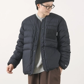 ALLIED FEATHER   DOWN / Reversible Down Cardigan Hidden Storage Compartments ripstop fabric