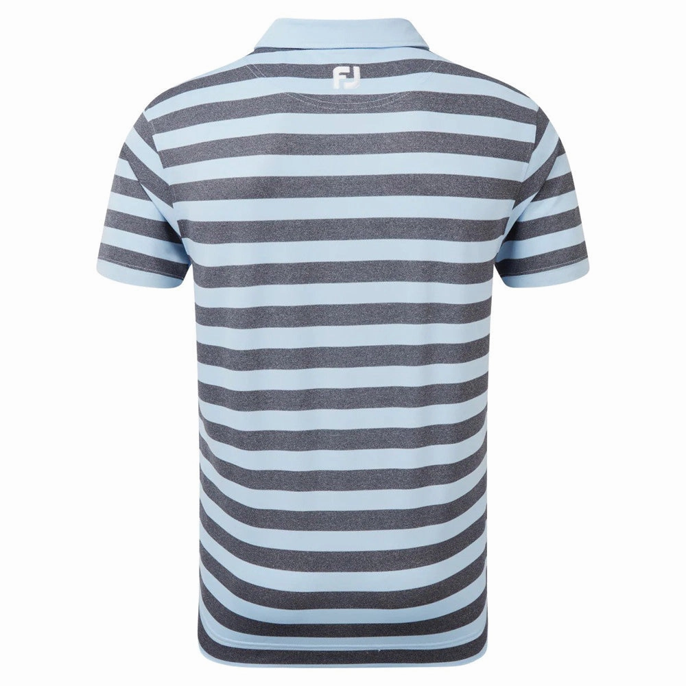 FootJoy Stretch Pique Rugby Stripe - Heather Sky/Heather Navy timeless Versatile Wearable
