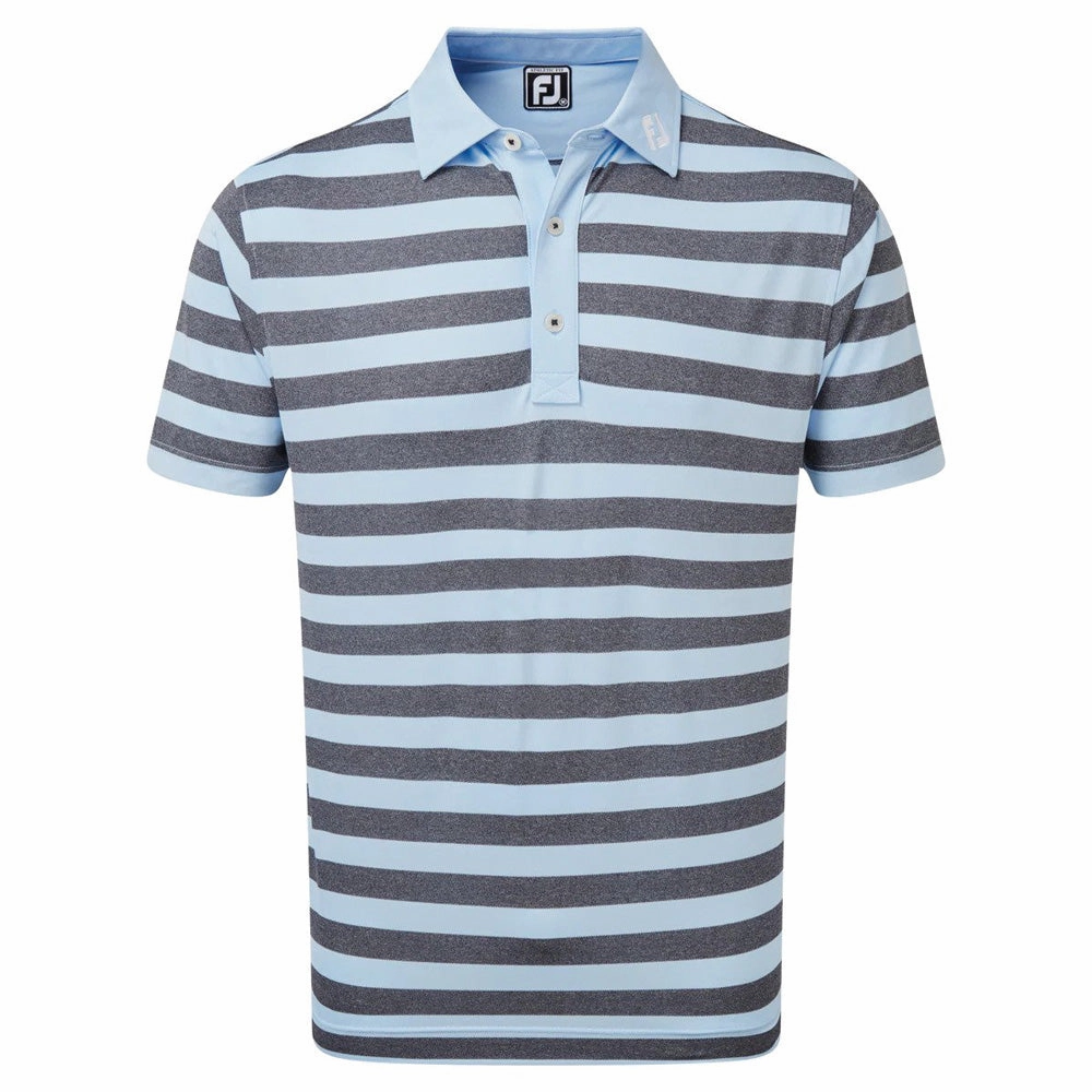 FootJoy Stretch Pique Rugby Stripe - Heather Sky/Heather Navy Perfect Fit