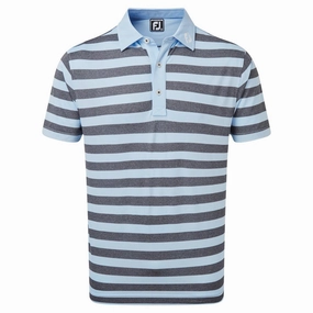FootJoy Stretch Pique Rugby Stripe - Heather Sky/Heather Navy Perfect Fit