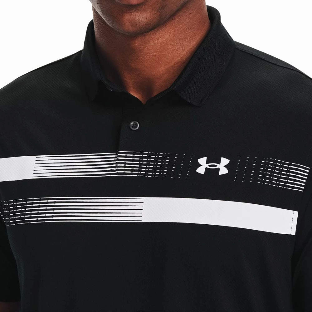Timeless Appeal UltraLightweight Under Armour Performance Graphic Polo Shirt - Black/White