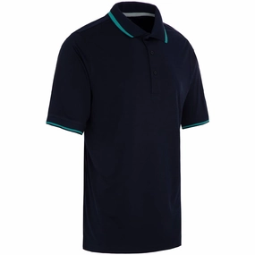Stretch Jersey Knit ProQuip Sub7 Plain Polo Shirt - Navy/Porcelain