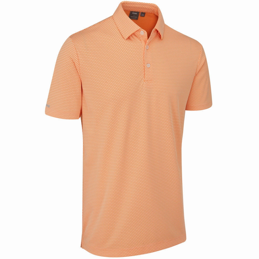 Ping Halcyon Polo Shirt - Tangerine Multi Laser Cut Edges Comfy Casual