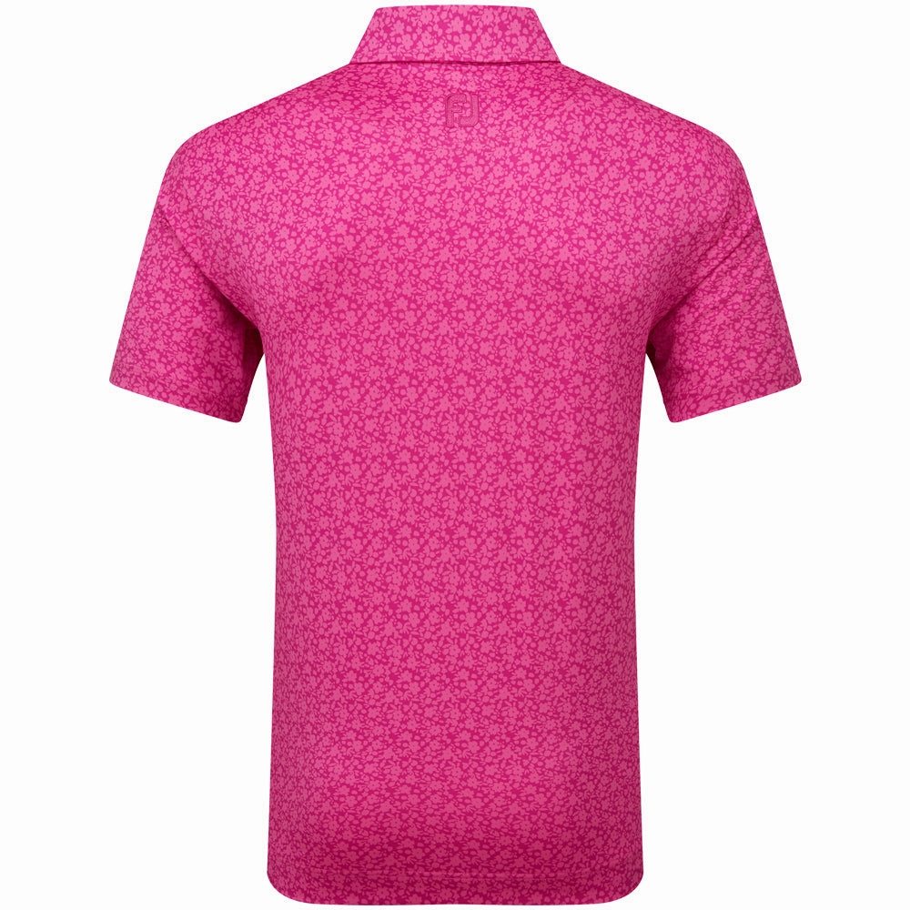 FootJoy Painted Floral Lisle Polo Shirt - Berry Trendy Fashion loose but not baggy