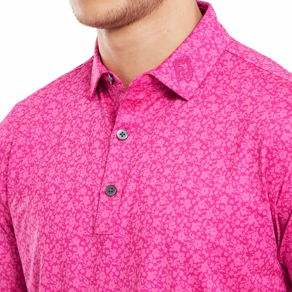 proper length Comfortable and stylish FootJoy Painted Floral Lisle Polo Shirt - Berry