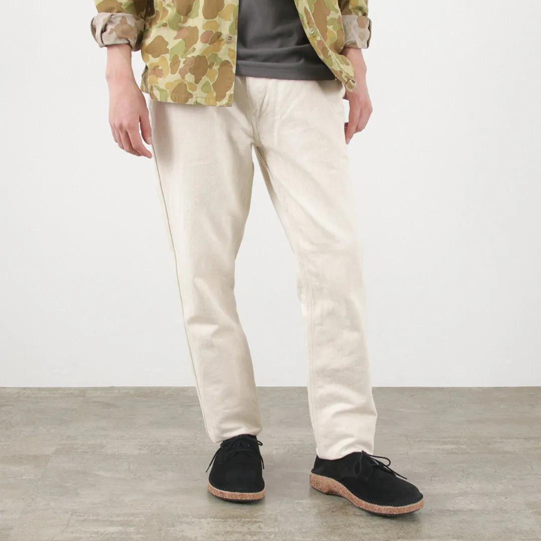 FOB FACTORY / F0516 Cotton Hemp Herringbone Trousers Weekend Ready Timeless Layers