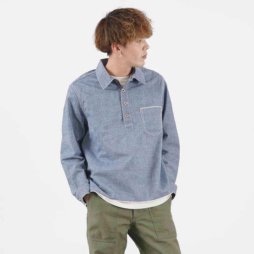 Customizable Design Stretchable Fabric FOB FACTORY / F3487 Chambray Pullover Shirt