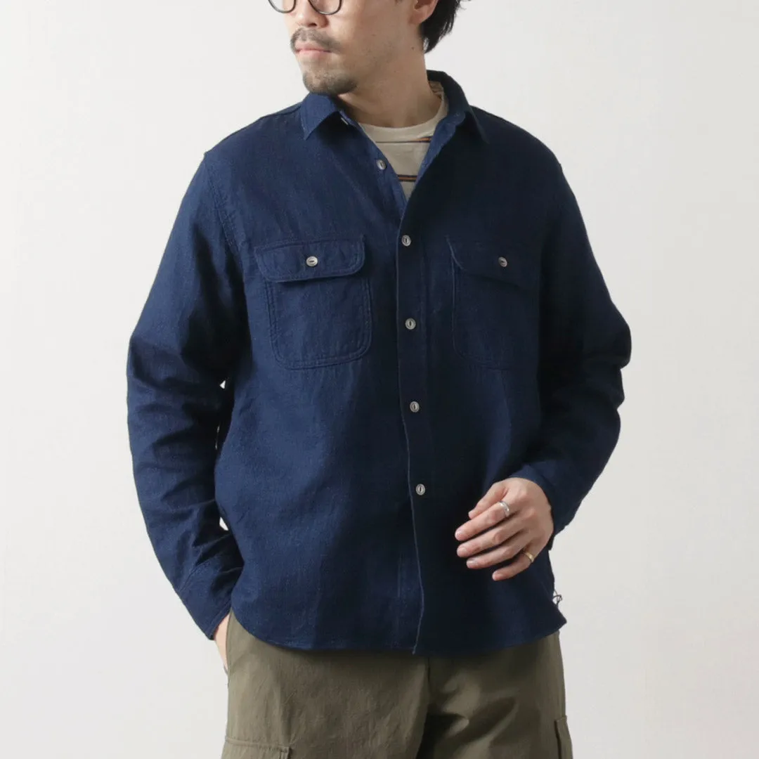 Versatile Style Breathable Material FOB FACTORY / F3507 Indigo Gauze Work Shirt