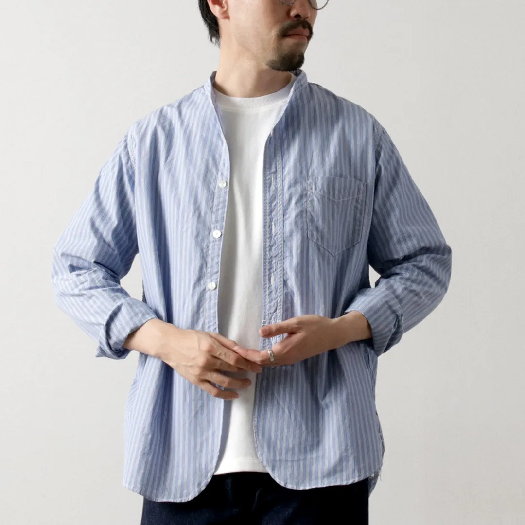 FOB FACTORY / F3509 Band Collar Shirt Smooth Texture
