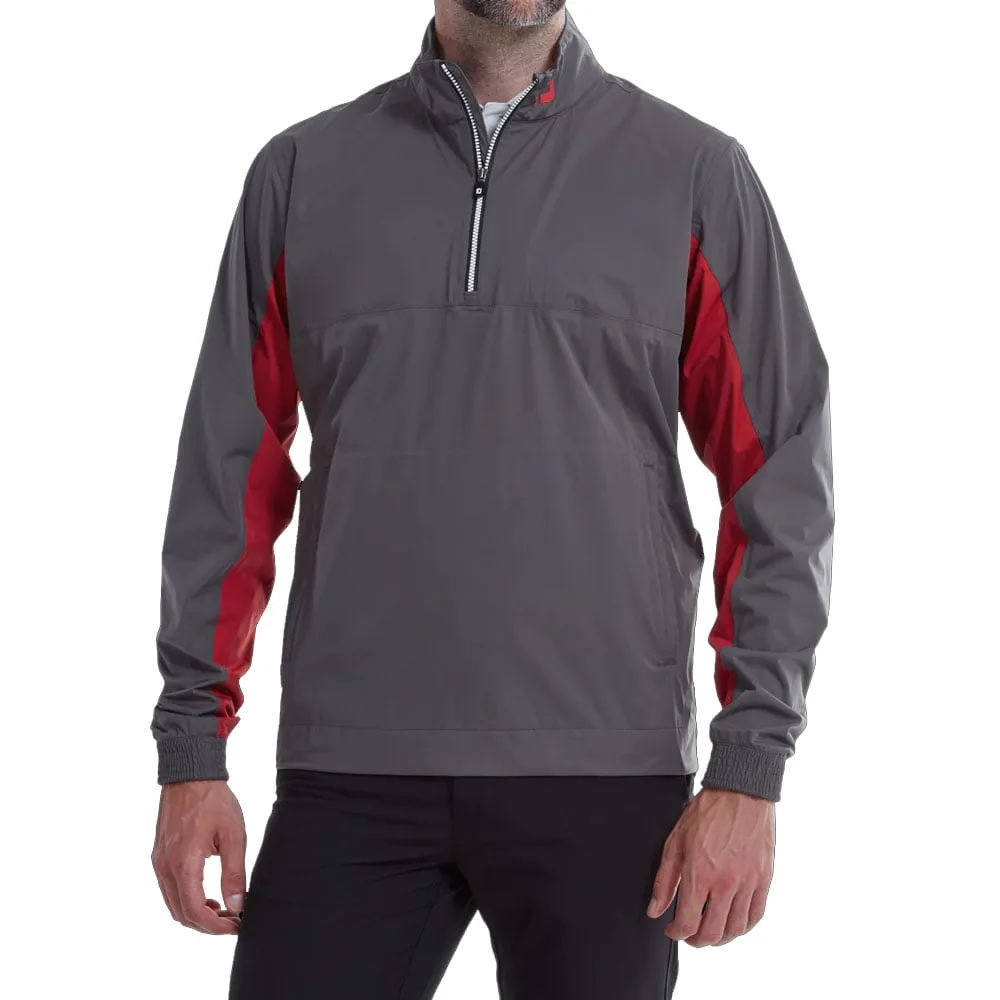 MoistureWickingLining OdorResistantTreatment FootJoy HydroKnit 1/2 Zip Waterproof Jacket - Charcoal/Red/White