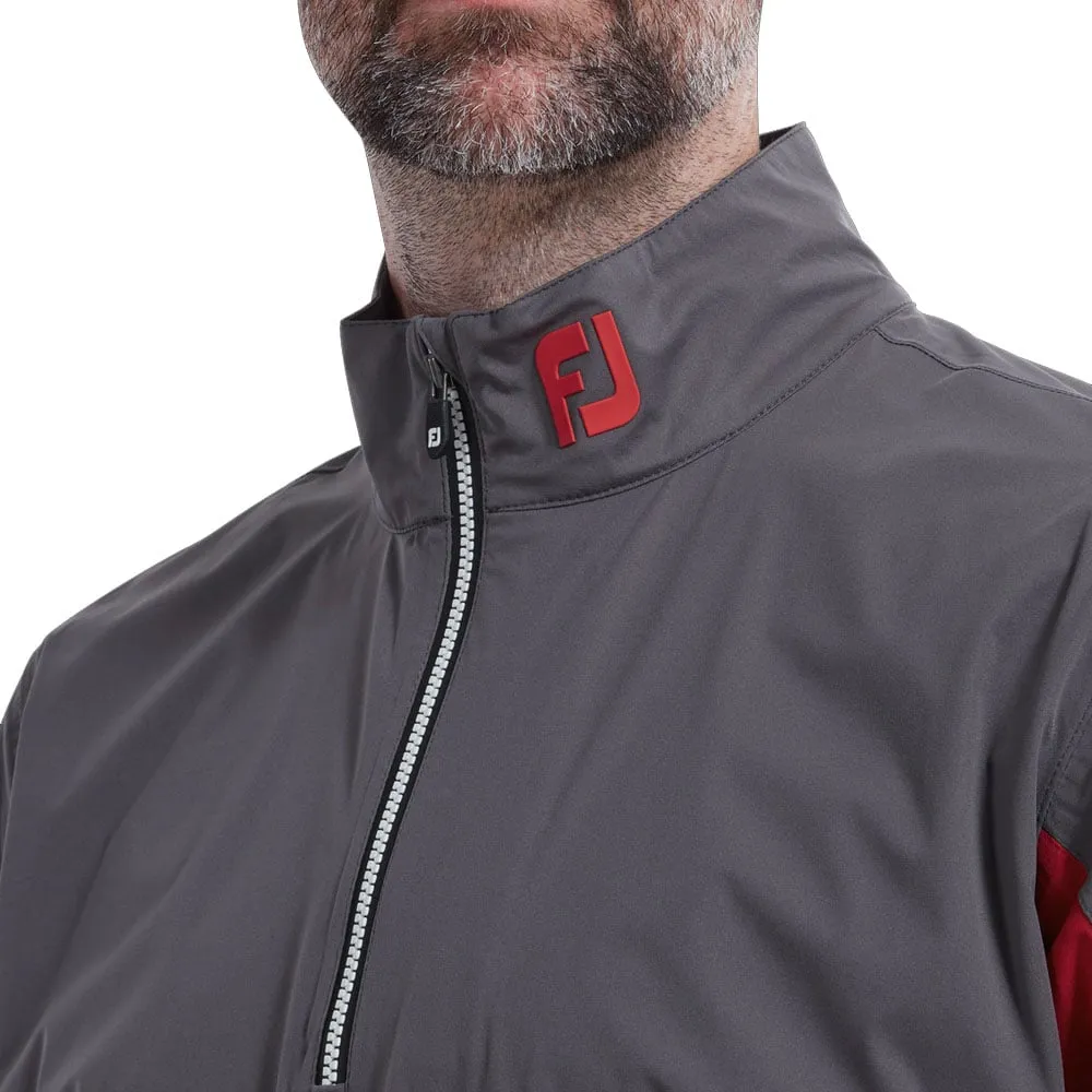 FootJoy HydroKnit 1/2 Zip Waterproof Jacket - Charcoal/Red/White Eco Friendly Fabric