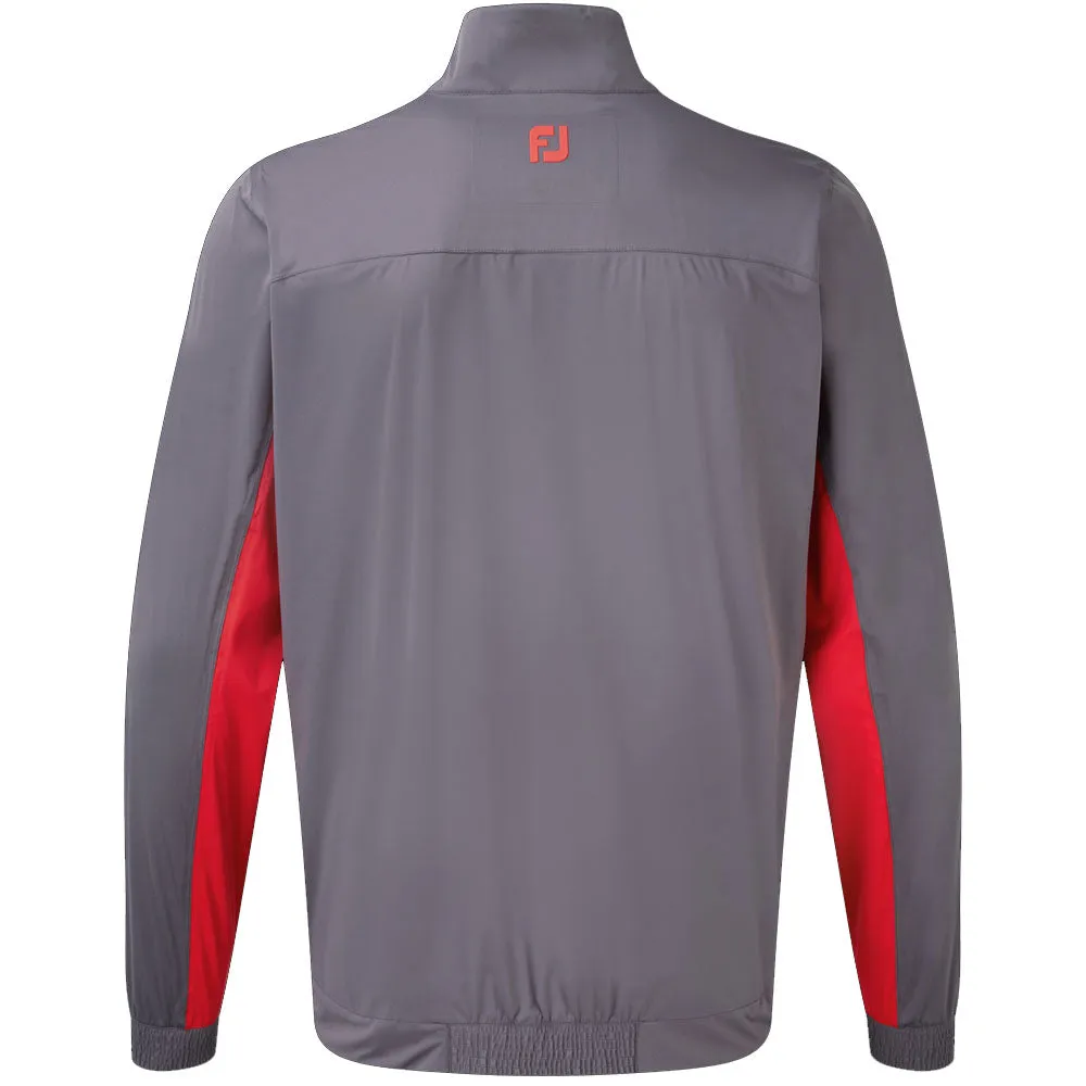 Sealed Seam Construction Thick Fabric FootJoy HydroKnit 1/2 Zip Waterproof Jacket - Charcoal/Red/White
