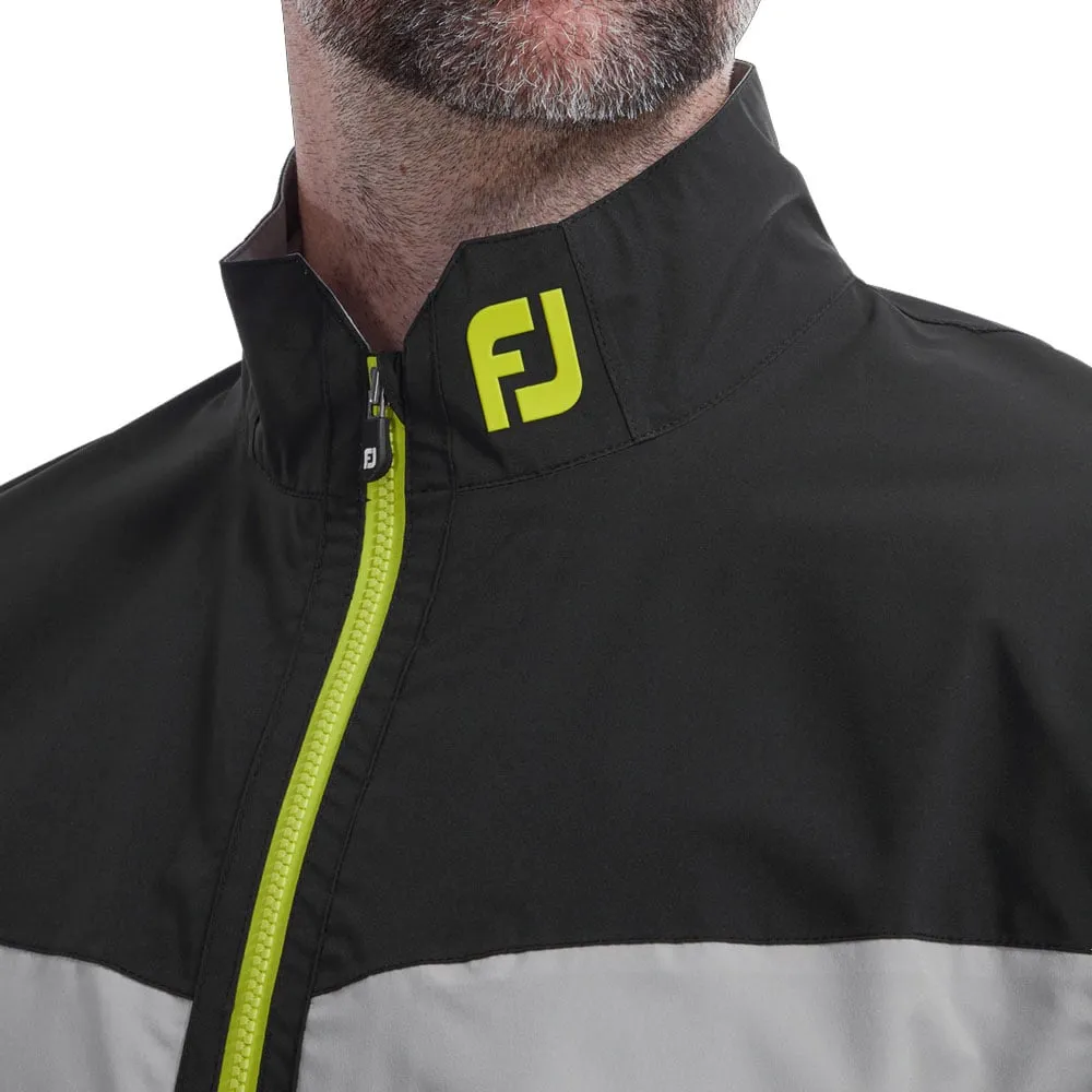 Noise Free Movement Heat Reflective Layer FootJoy HydroLite Waterproof Jacket - Black/Grey/Lime