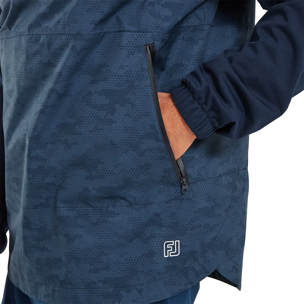 FootJoy HydroLite X Waterproof Hoodie Jacket - Navy Camo Adjustable Hood Feature
