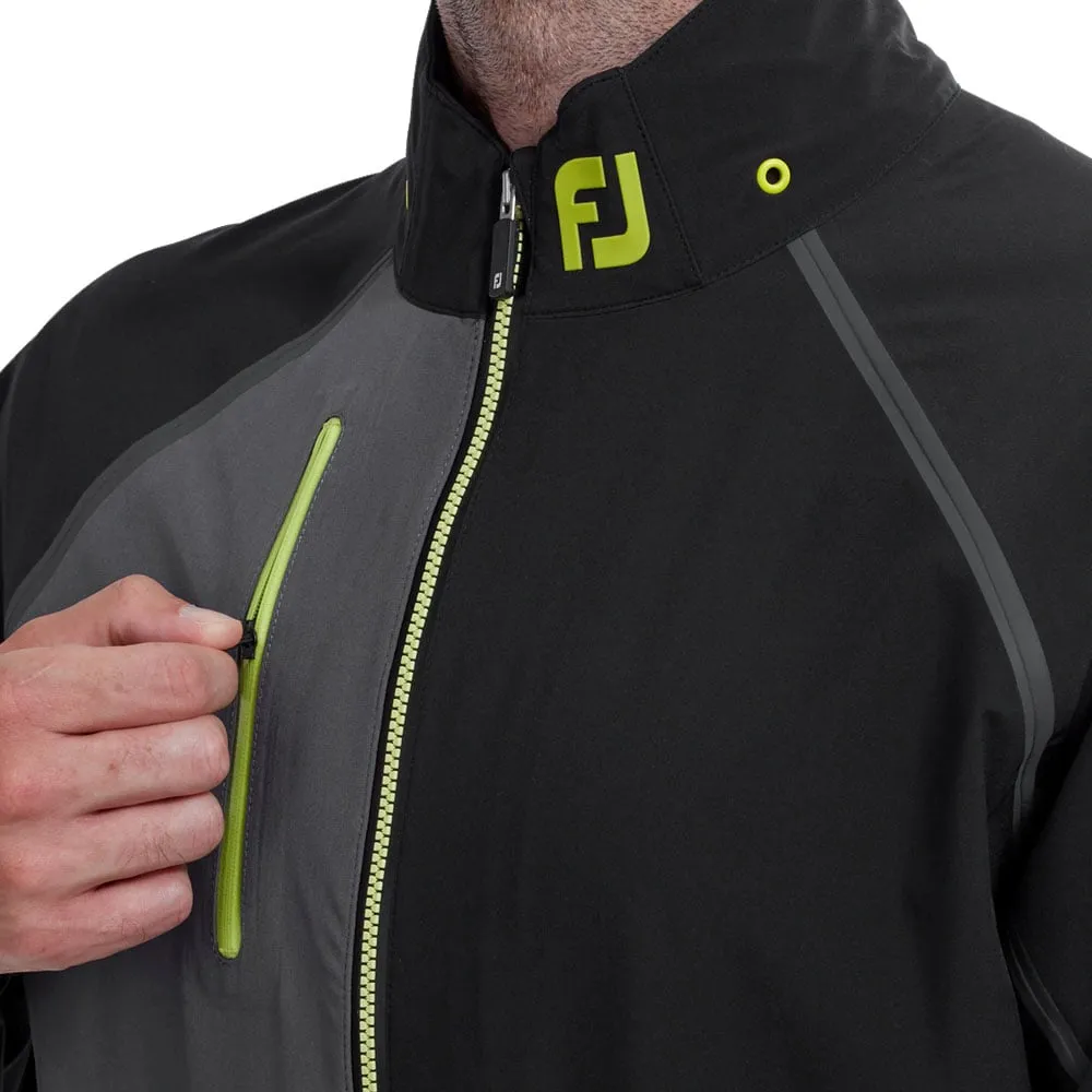FootJoy HydroTour Waterproof Jacket - Black/Charcoal/Lime wrinkle free anti static coating