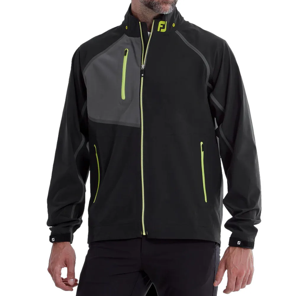 FootJoy HydroTour Waterproof Jacket - Black/Charcoal/Lime Rain Guard