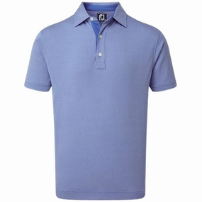 FootJoy 4 Dot Jacquard Polo Shirt - Blue Essential Top Easy Comfort